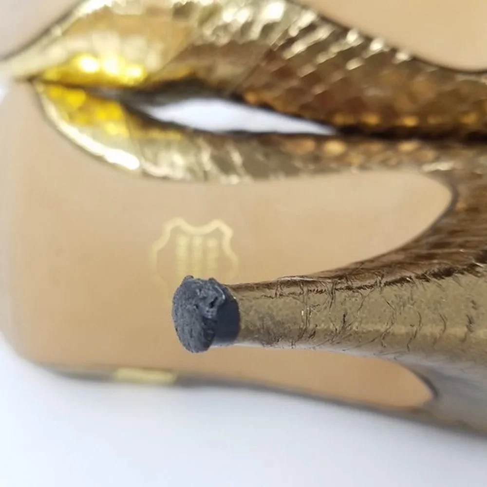 Fredrico shoe MEGAN gold genuine snakeskin VTG 9‎ - Picture 6 of 9